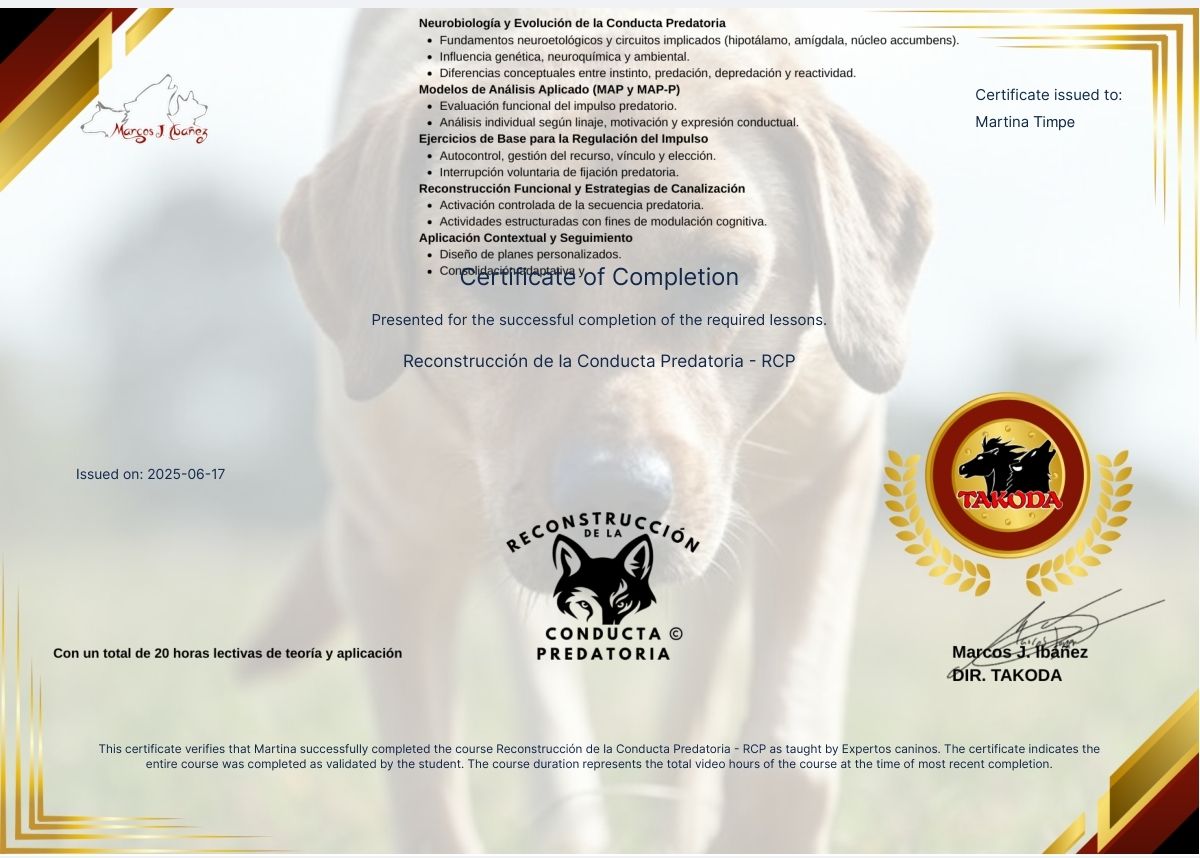 Diploma de Reconstrucción de la Conducta Predatoria-Martina Timpe